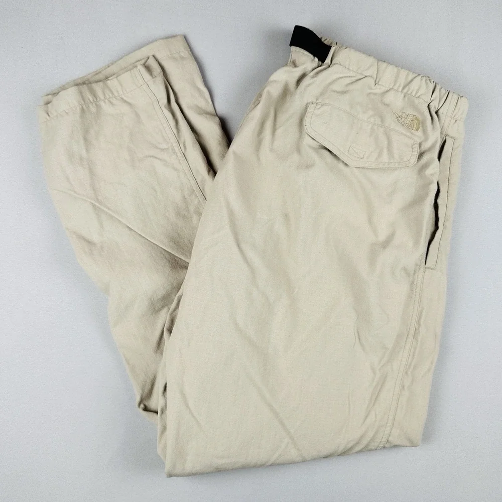Vintage 90s The North Face Canvas Hiking Pants Beige Elastic Waist Men's XL